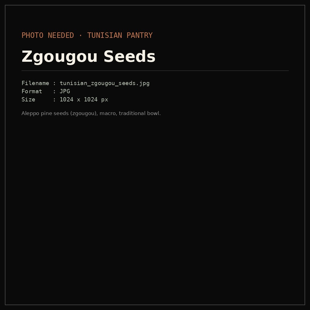 Aleppo pine seeds (zgougou), macro, traditional bowl.